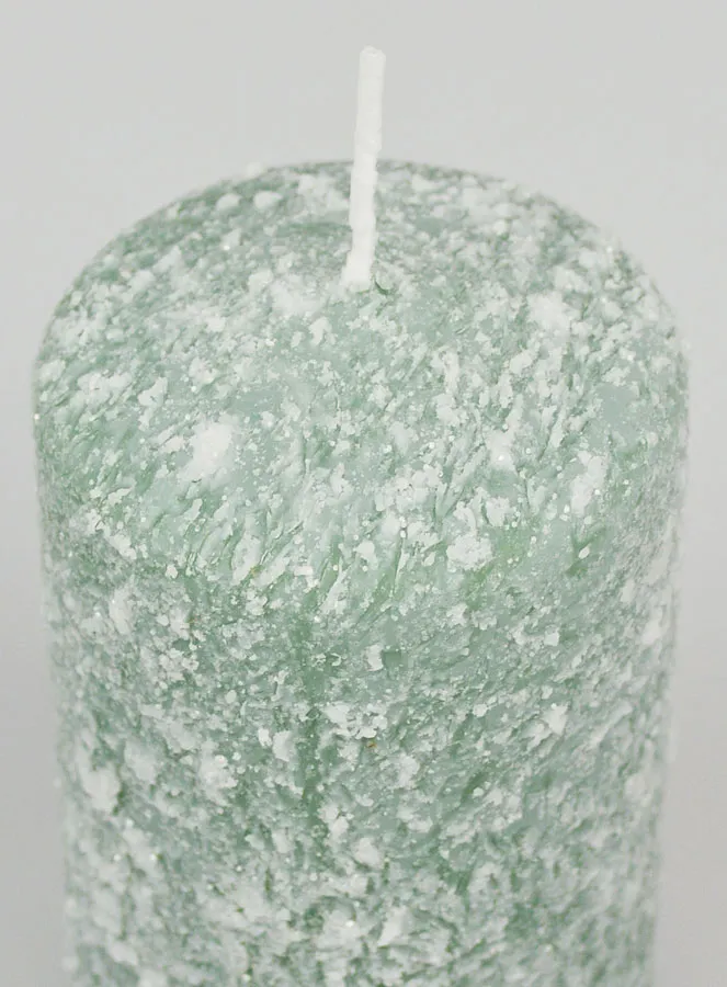 Frosted Effect Christmas Candle 10cm - Fir Green (pic 4)