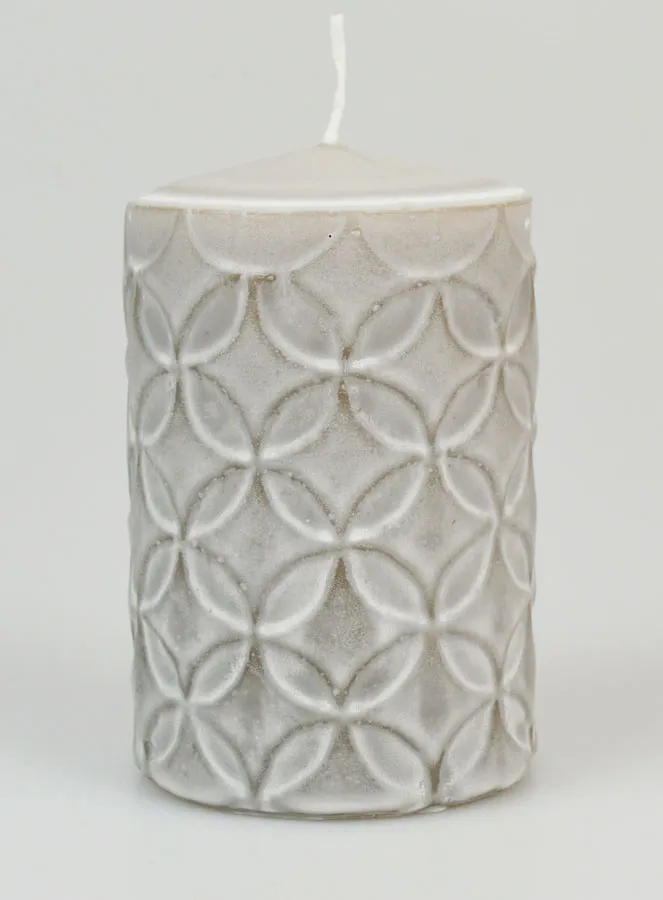 Ceramic Motif Tabletop Candle - Grey (pic 1)