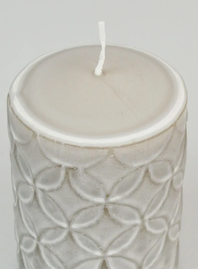 Ceramic Motif Tabletop Candle - Grey (pic 4)