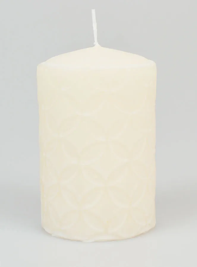 Ceramic Motif Tabletop Candle - Ivory (pic 1)