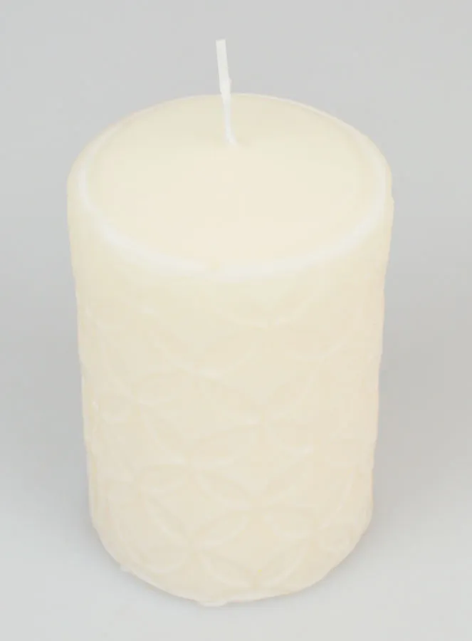 Ceramic Motif Tabletop Candle - Ivory (pic 2)