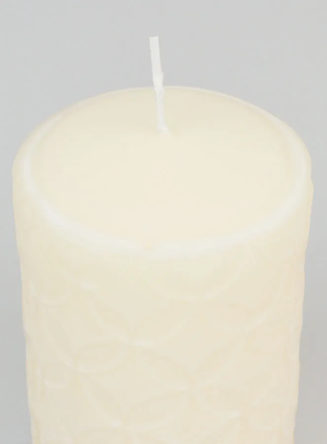 Ceramic Motif Tabletop Candle - Ivory (pic 4)