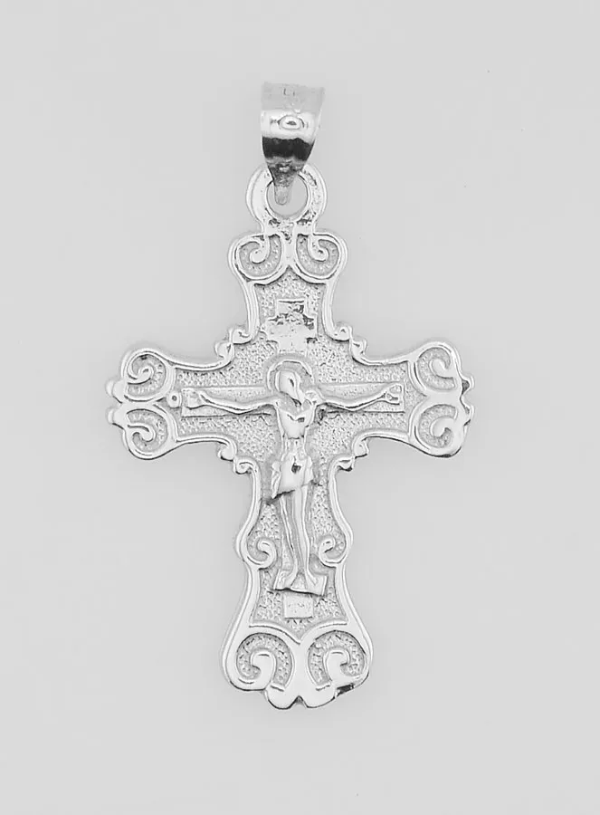 Broad Arabesque Cross Pendant Silver - 20mm (pic 1)