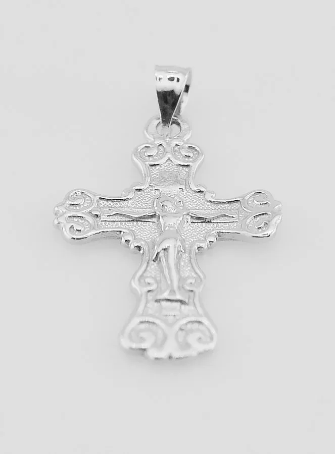 Broad Arabesque Cross Pendant Silver - 20mm (pic 2)