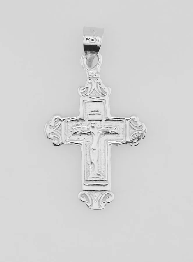 Broad Arabesque Cross Pendant Silver - 18mm (pic 1)