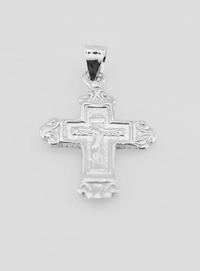 Broad Arabesque Cross Pendant Silver - 18mm (pic 2)