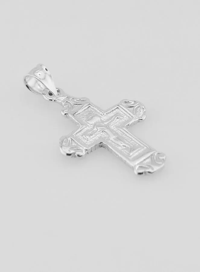 Broad Arabesque Cross Pendant Silver - 18mm (pic 3)