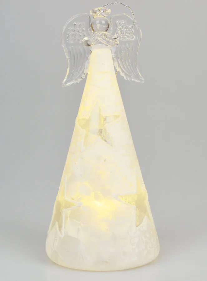 Illuminated Glass Christmas Angel 15cm - Stars (pic 1)