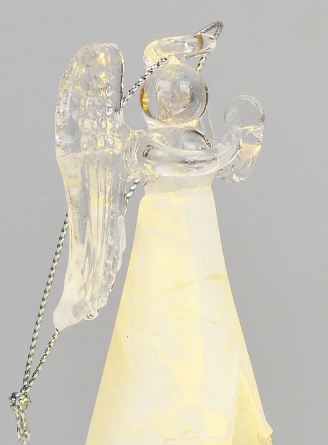 Illuminated Glass Christmas Angel 15cm - Stars (pic 3)