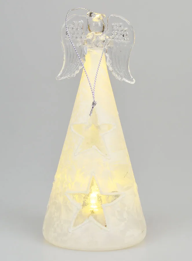 Illuminated Glass Christmas Angel 15cm - Stars (pic 4)