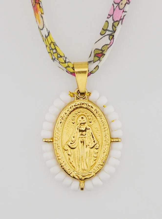 Religious Necklace Liberty Cord - Miraculous Medal with Beads (pic 1)
