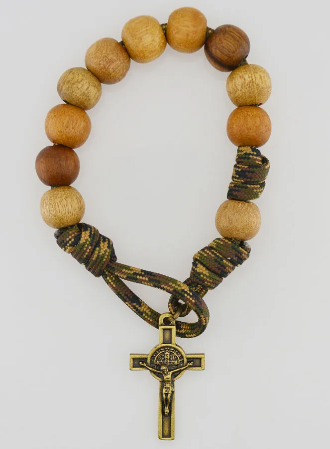 One Decade Bracelet Large Beads and Cross of Saint Benedict (pic 1)