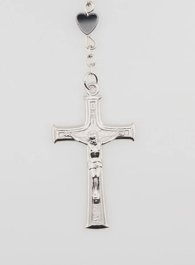 Miraculous Virgin Rosary Hematite Heart (pic 3)