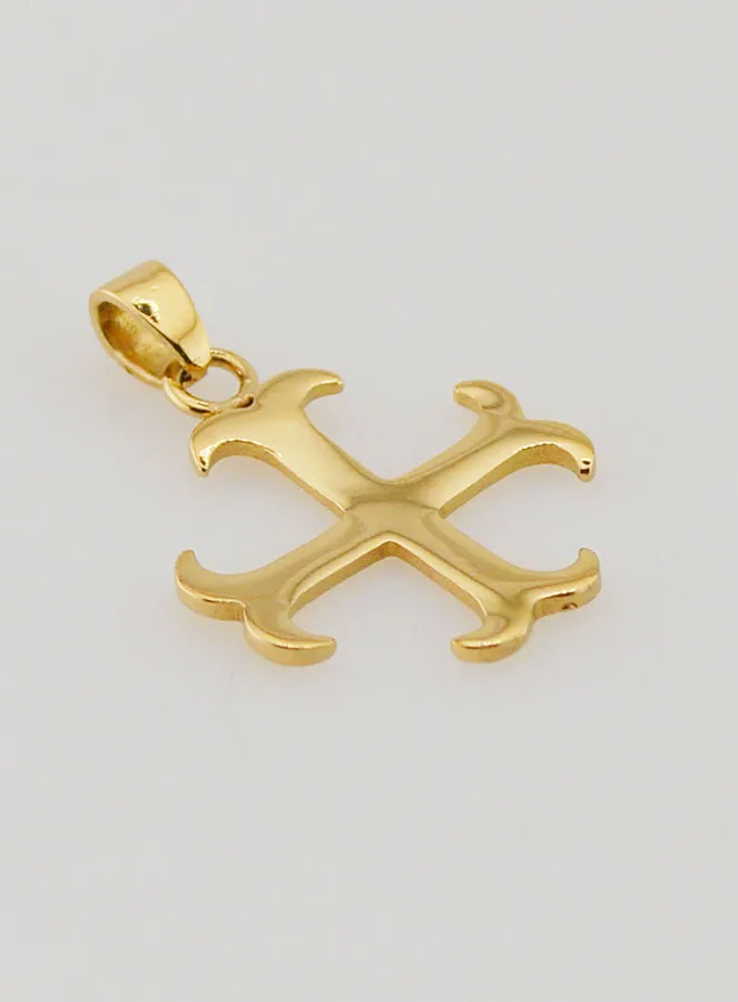 Templar Cross Pendant in Golden Stainless Steel - 15mm (pic 3)