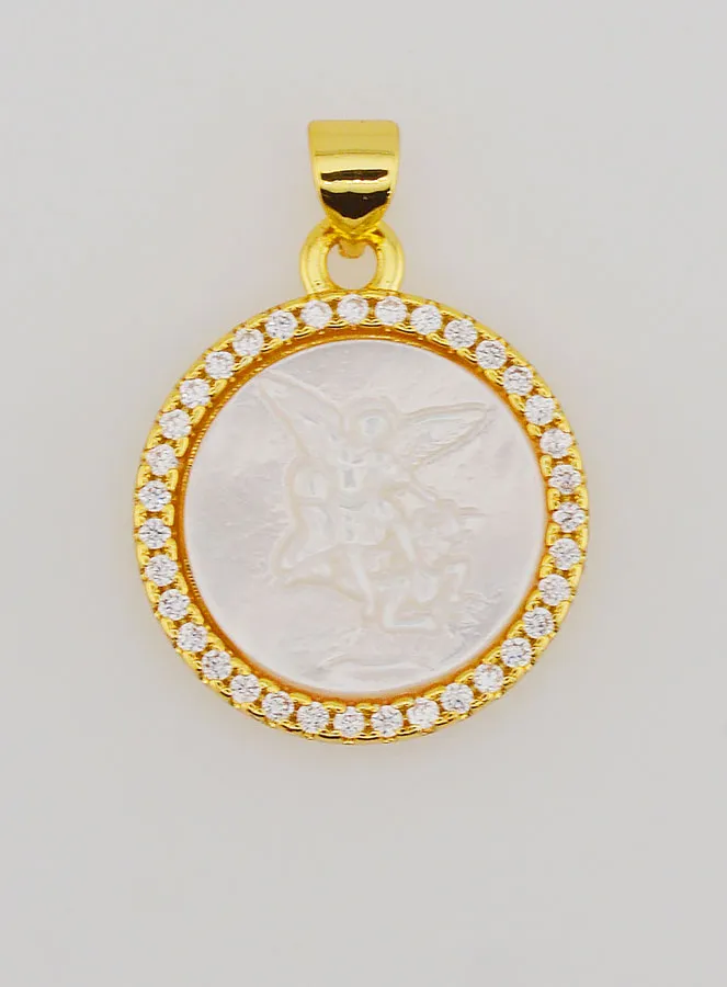 Saint Michael Medal in Brass and Mother-of-Pearl - 22mm (pic 1)