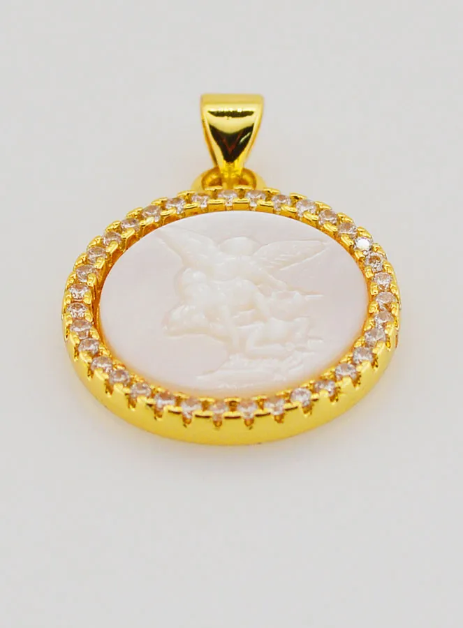 Saint Michael Medal in Brass and Mother-of-Pearl - 22mm (pic 2)