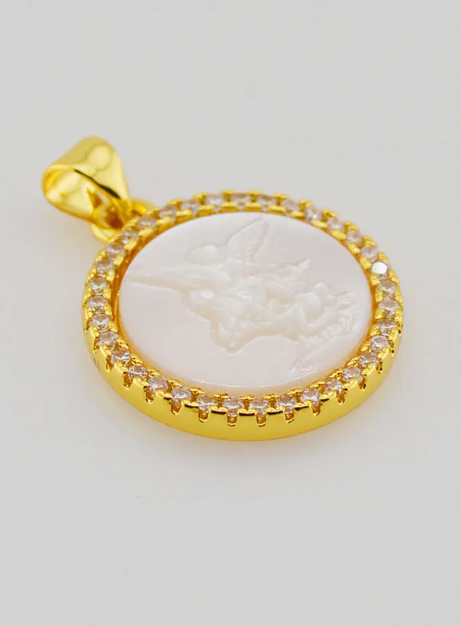 Saint Michael Medal in Brass and Mother-of-Pearl - 22mm (pic 3)