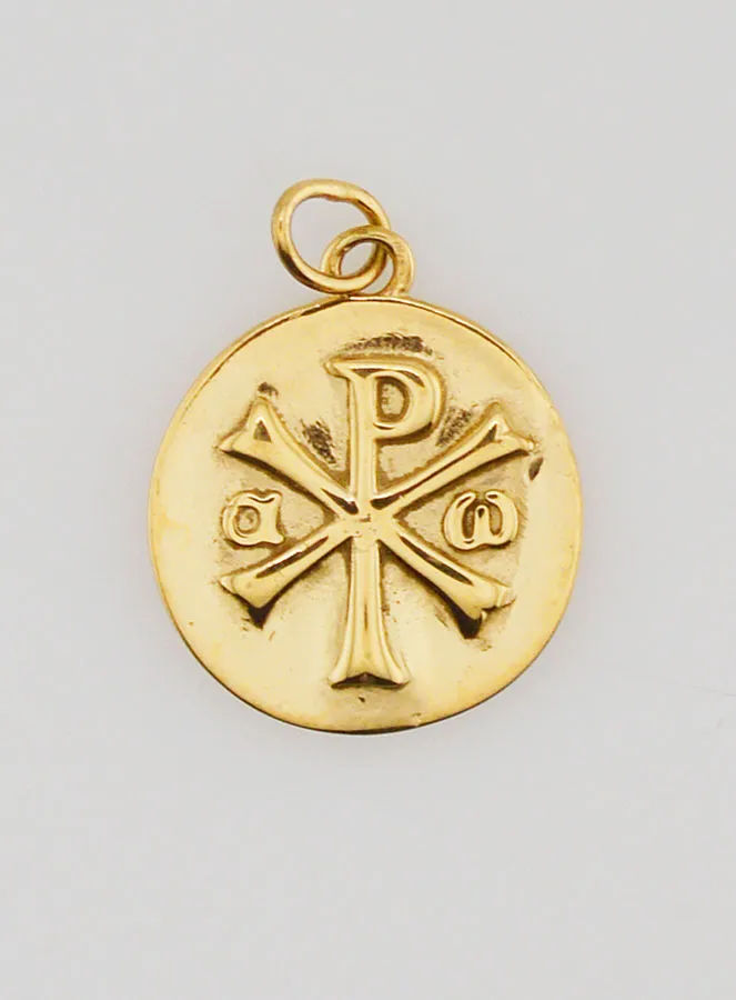 Christogram Medal in Golden Stainless Steel - 15mm (pic 1)