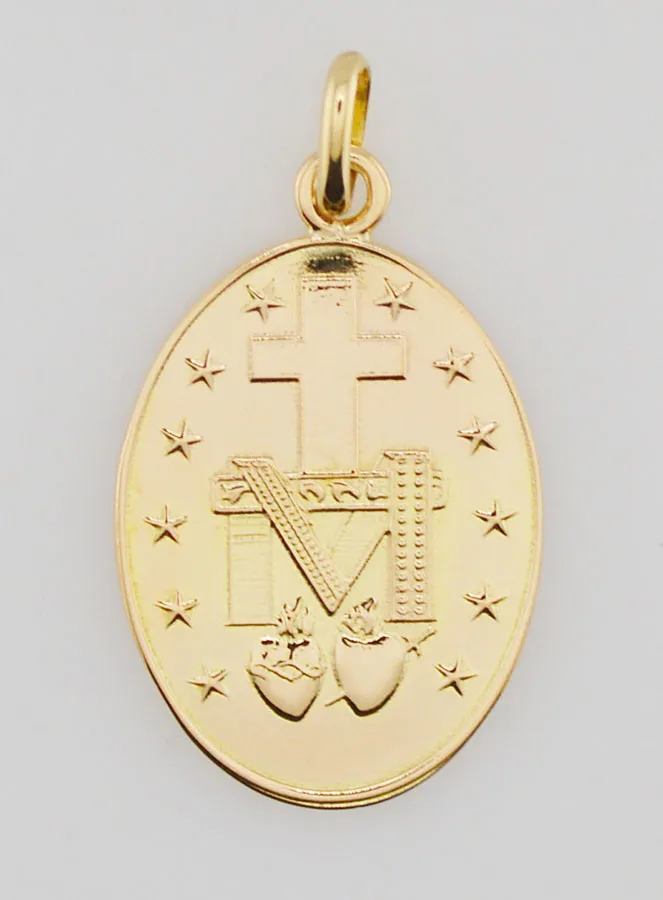 Miraculous Medal in 18k Gold - 25mm (pic 2)