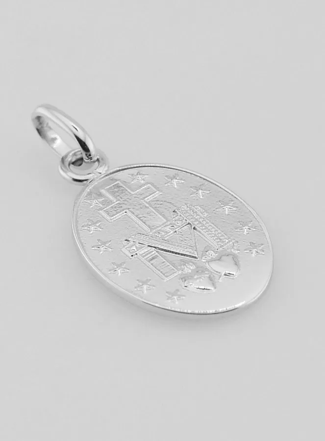 Miraculous Medal 18k White Gold - 20mm (pic 4)