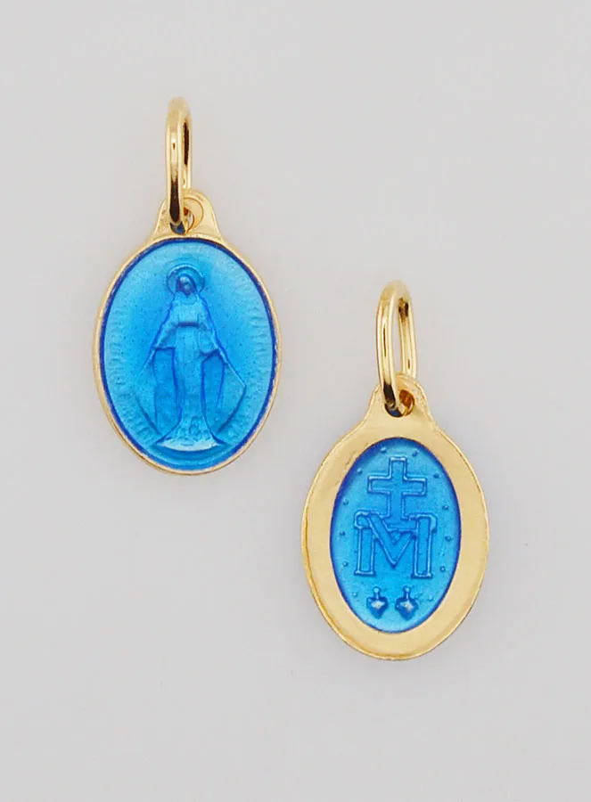 Miraculous Medal in Gold-Plated Silver with Enamel - 13mm (pic 1)