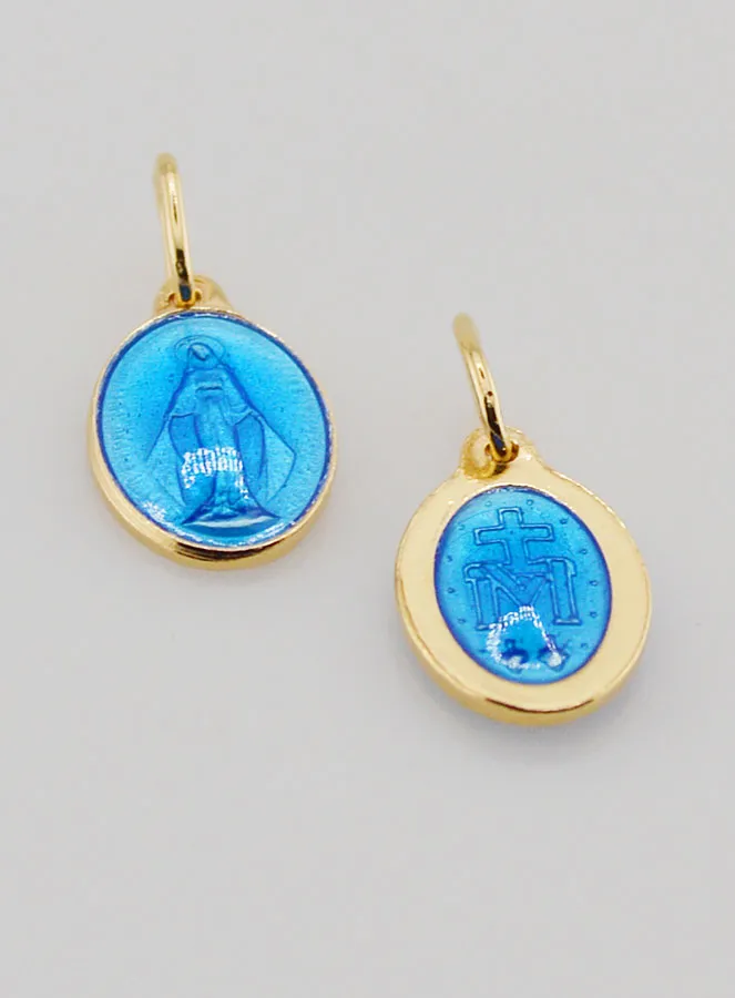 Miraculous Medal in Gold-Plated Silver with Enamel - 13mm (pic 2)
