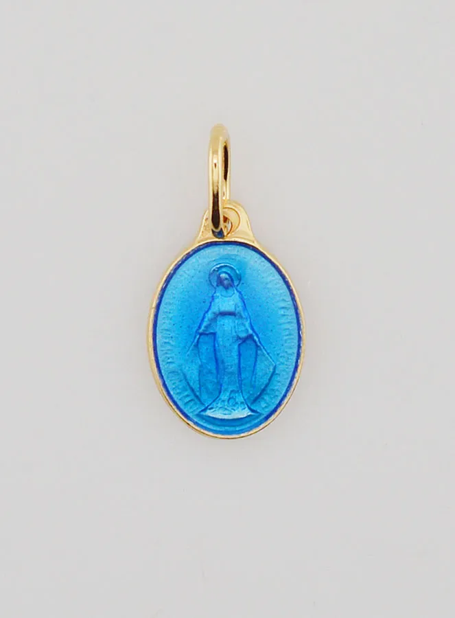 Miraculous Medal in Gold-Plated Silver with Enamel - 13mm (pic 3)