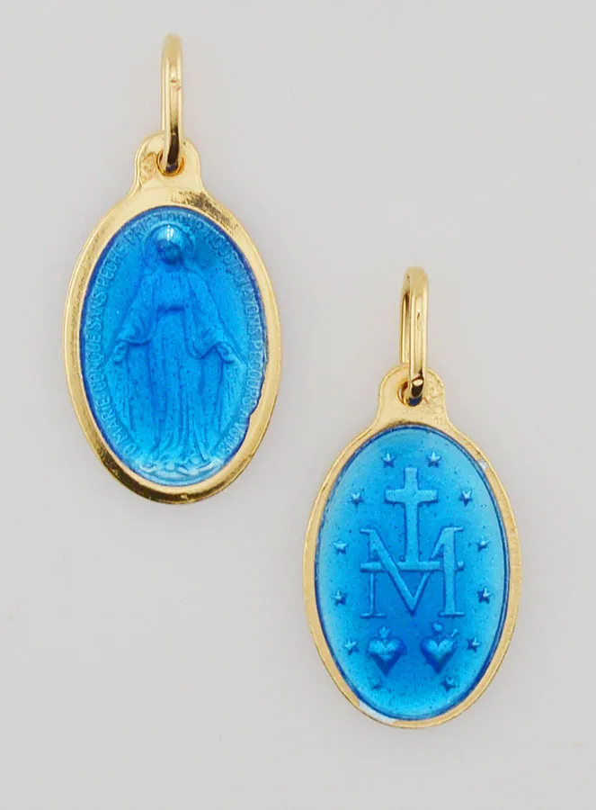 Miraculous Medal in Gold-Plated Silver and Enamel - 17mm (pic 1)