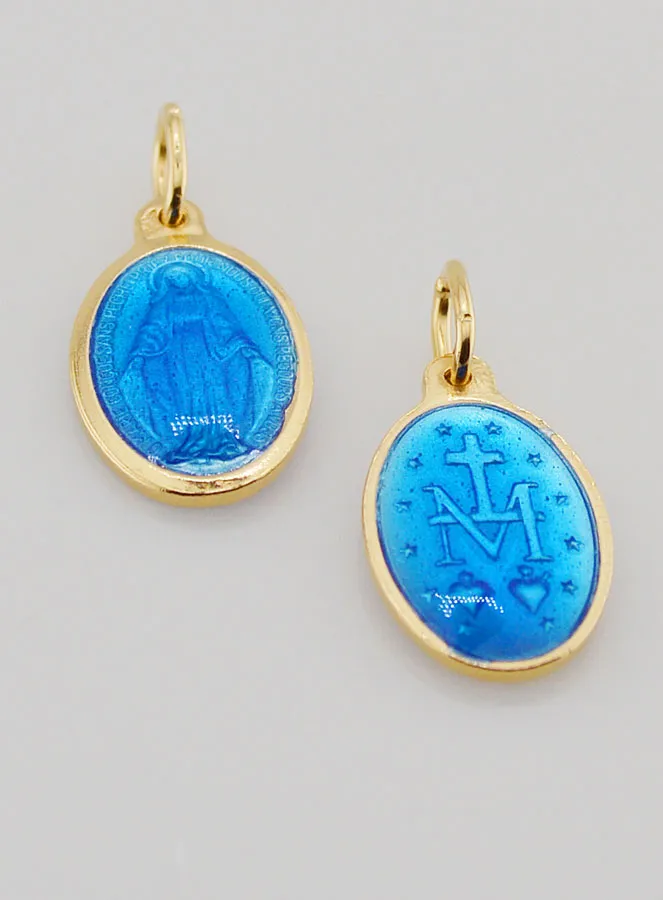 Miraculous Medal in Gold-Plated Silver and Enamel - 17mm (pic 2)