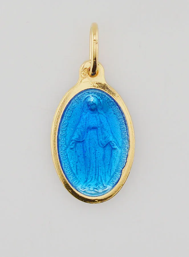 Miraculous Medal in Gold-Plated Silver and Enamel - 17mm (pic 3)