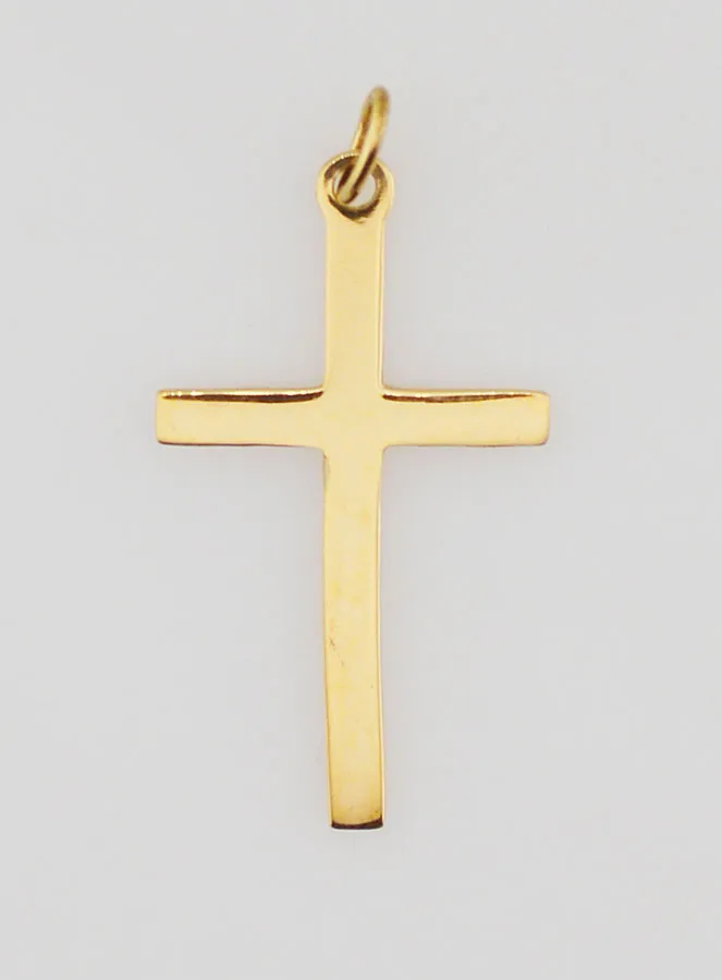 Golden Stainless Steel Cross Pendant - 26mm (pic 1)