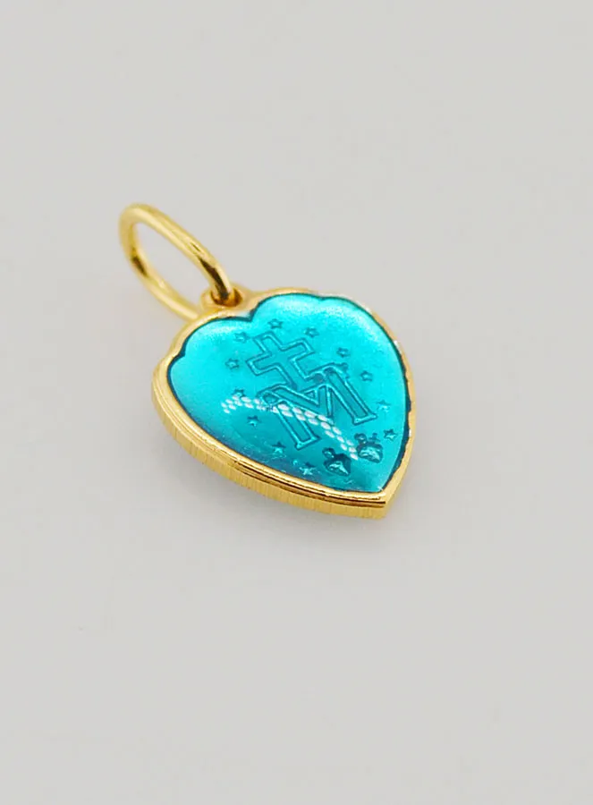 Miraculous Medal Heart Blue Enamel - 10mm (pic 4)
