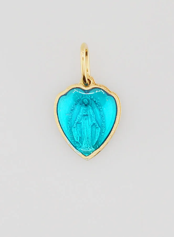 Blue Heart-Shaped Miraculous Medal – 10mm (pic 1)