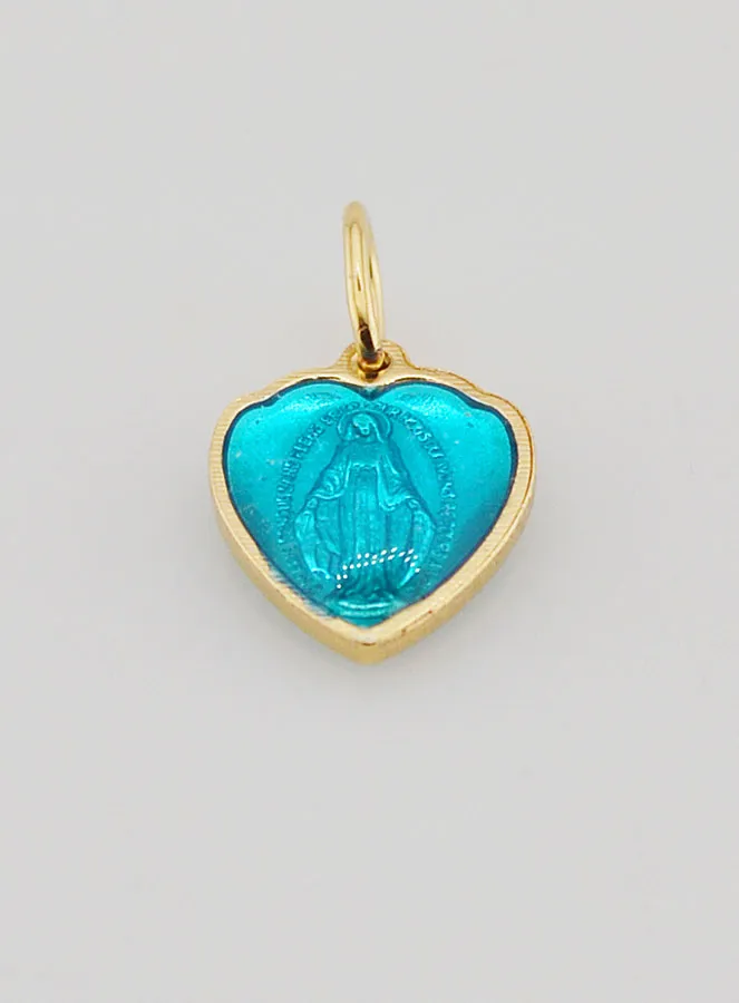 Blue Heart-Shaped Miraculous Medal – 10mm (pic 2)