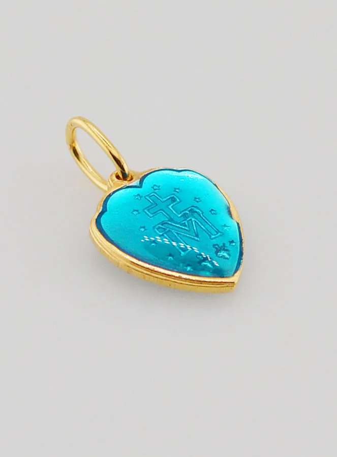 Blue Heart-Shaped Miraculous Medal – 10mm (pic 4)