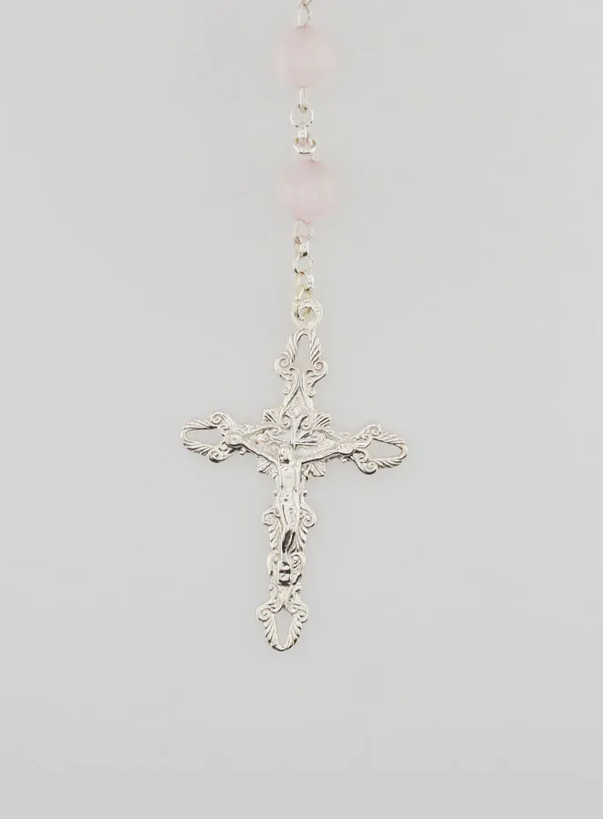 Miraculous Virgin Rosary made of Rose Quartz and Silver (pic 3)