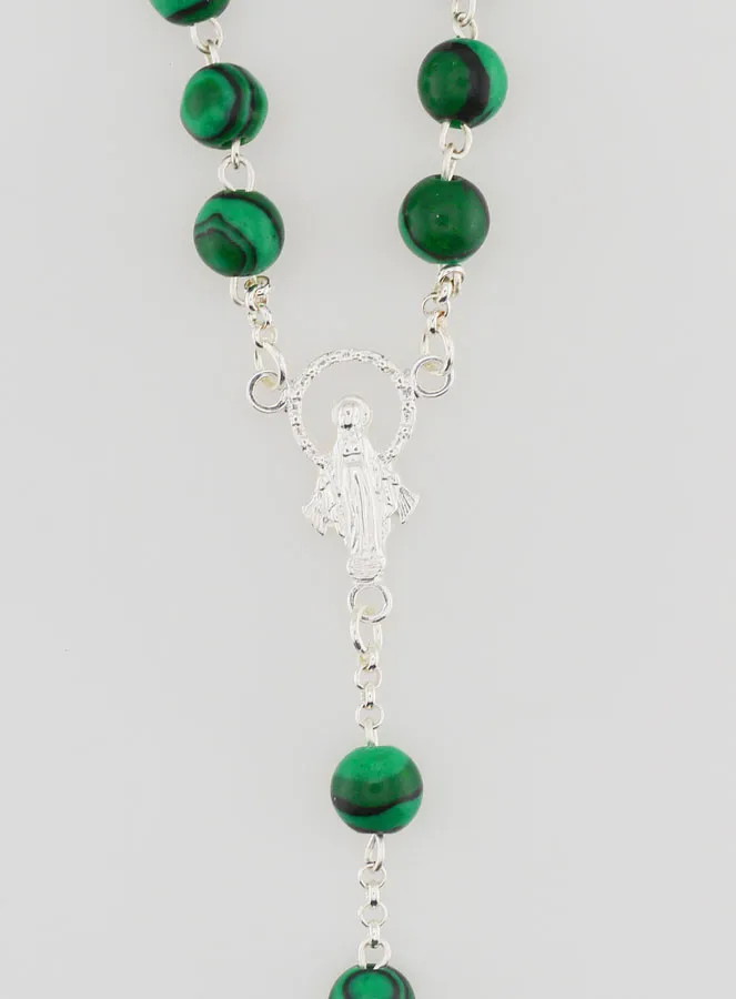 Miraculous Virgin Rosary 925 Silver and Malachite (pic 4)