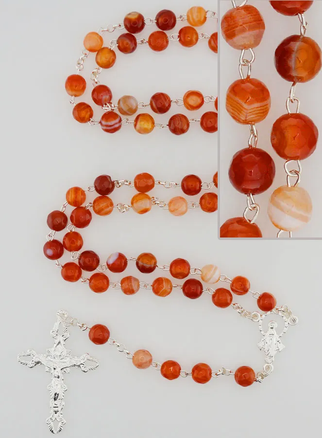 Miraculous Virgin Rosary in 925 Silver and Carnelian (pic 1)