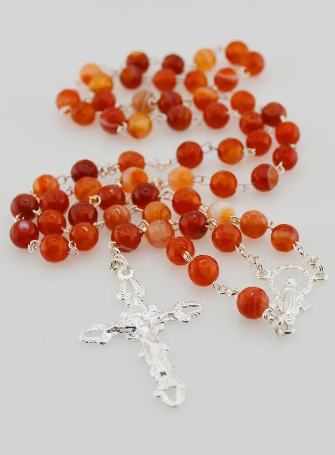 Miraculous Virgin Rosary in 925 Silver and Carnelian (pic 2)
