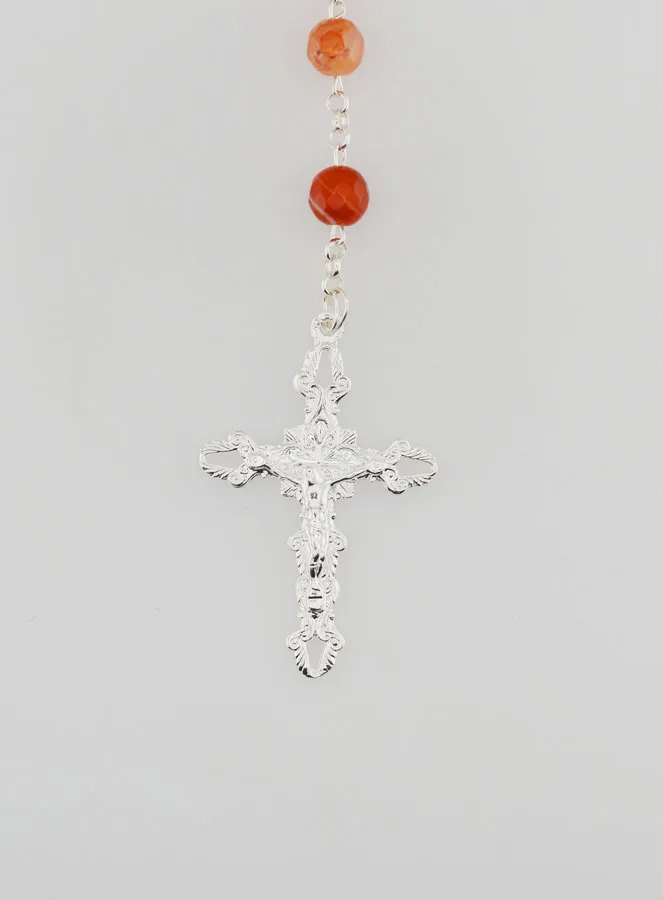 Miraculous Virgin Rosary in 925 Silver and Carnelian (pic 3)