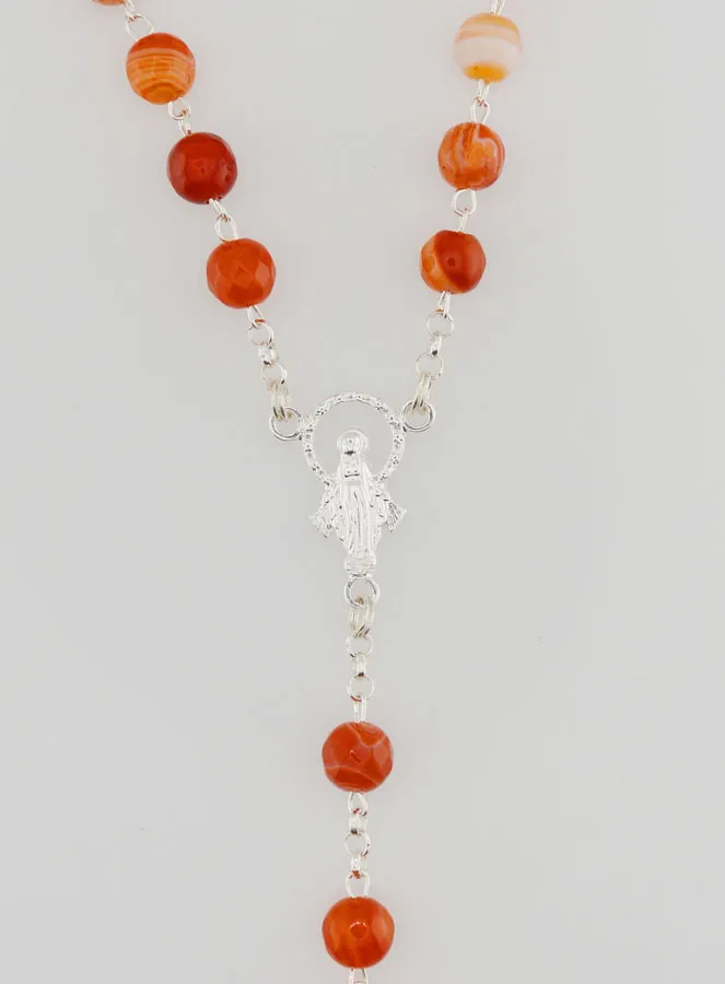 Miraculous Virgin Rosary in 925 Silver and Carnelian (pic 4)