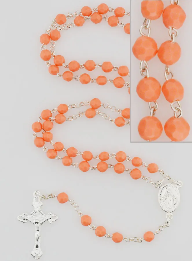Miraculous Virgin Rosary in 925 Silver and Coral (pic 1)