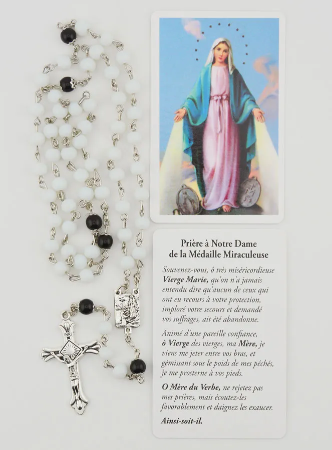 Pearl Rosary with Miraculous Virgin Card (pic 1)