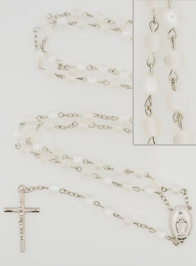 Miraculous Virgin Rosary White Beads (pic 1)
