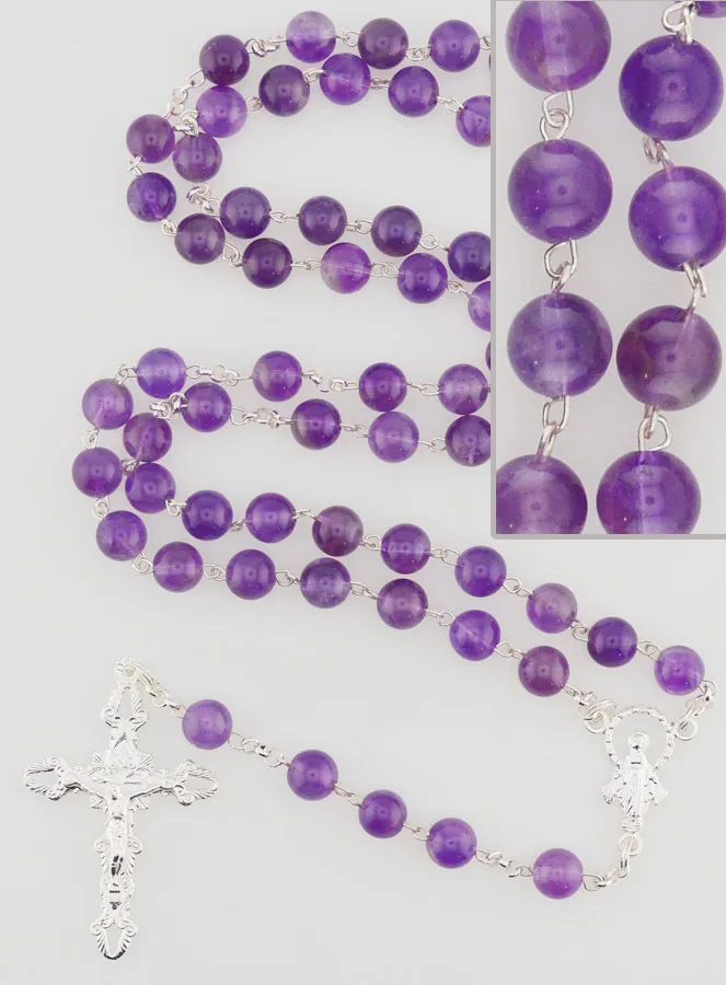 Miraculous Virgin Rosary - Amethyst and 925 Silver (pic 1)