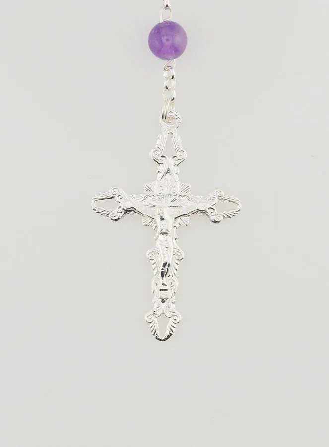 Miraculous Virgin Rosary - Amethyst and 925 Silver (pic 3)