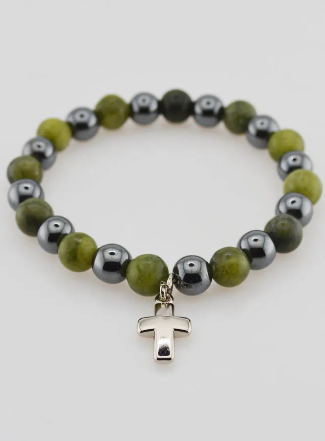 Bracelet with Cross - Vesuvianite and Hematite (pic 2)