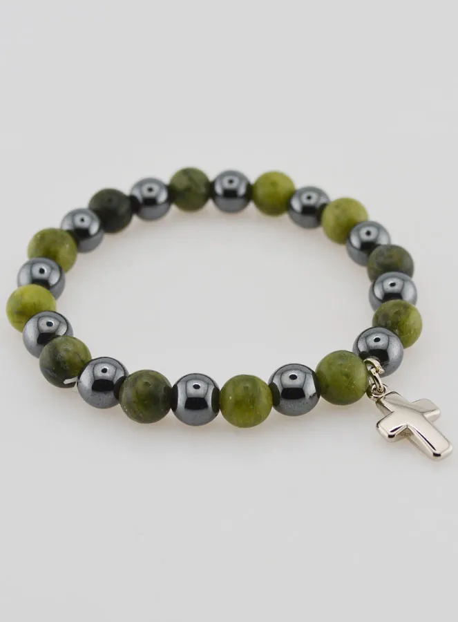 Bracelet with Cross - Vesuvianite and Hematite (pic 4)