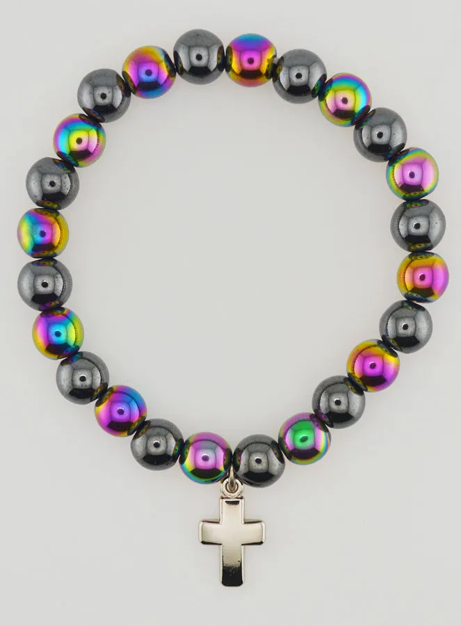 Gemstone Bracelet - Titanium Quartz and Haematite (pic 1)