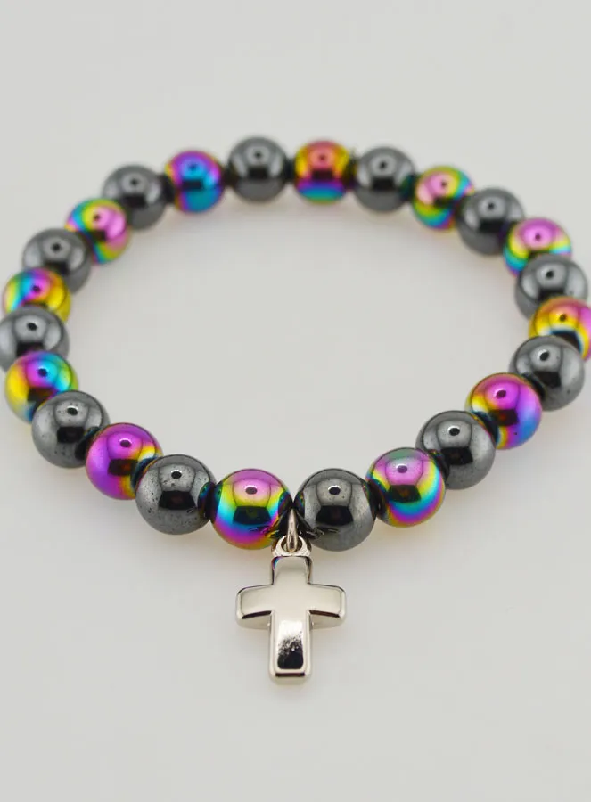 Gemstone Bracelet - Titanium Quartz and Haematite (pic 2)